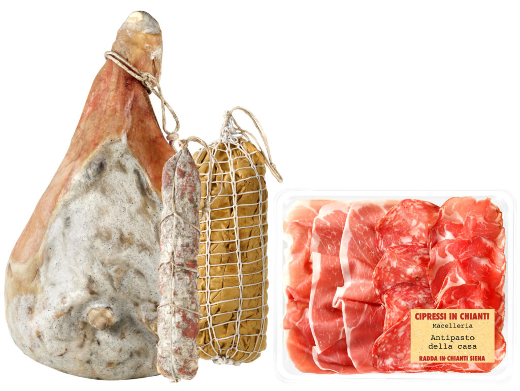 Tuscan cured meats appetizers with handcraft prosciutto capocollo e Chiantigiano salami