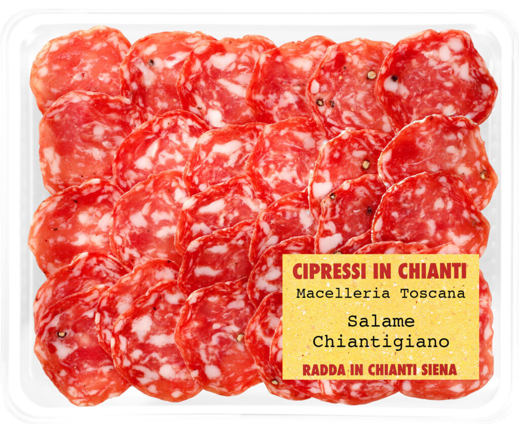 Chianti salami sliced in tray