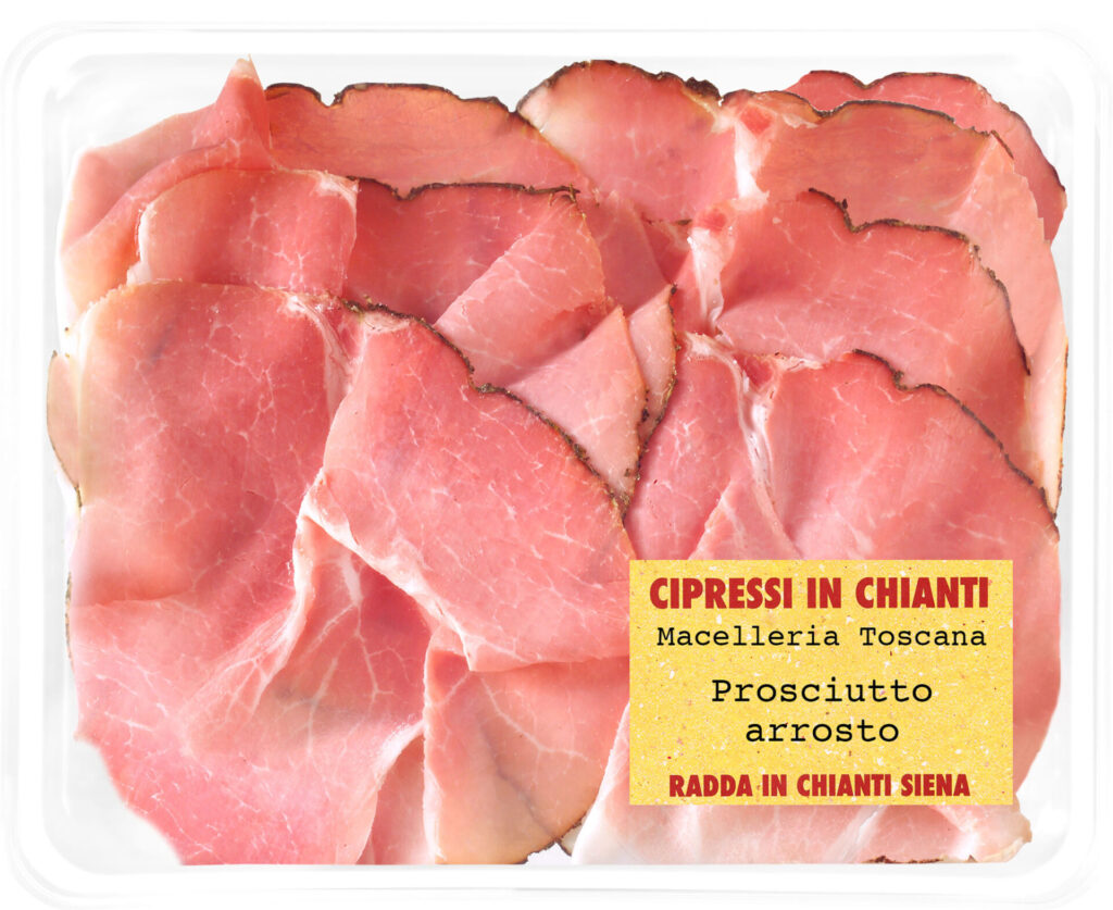Italian roasted ham sliced in tray