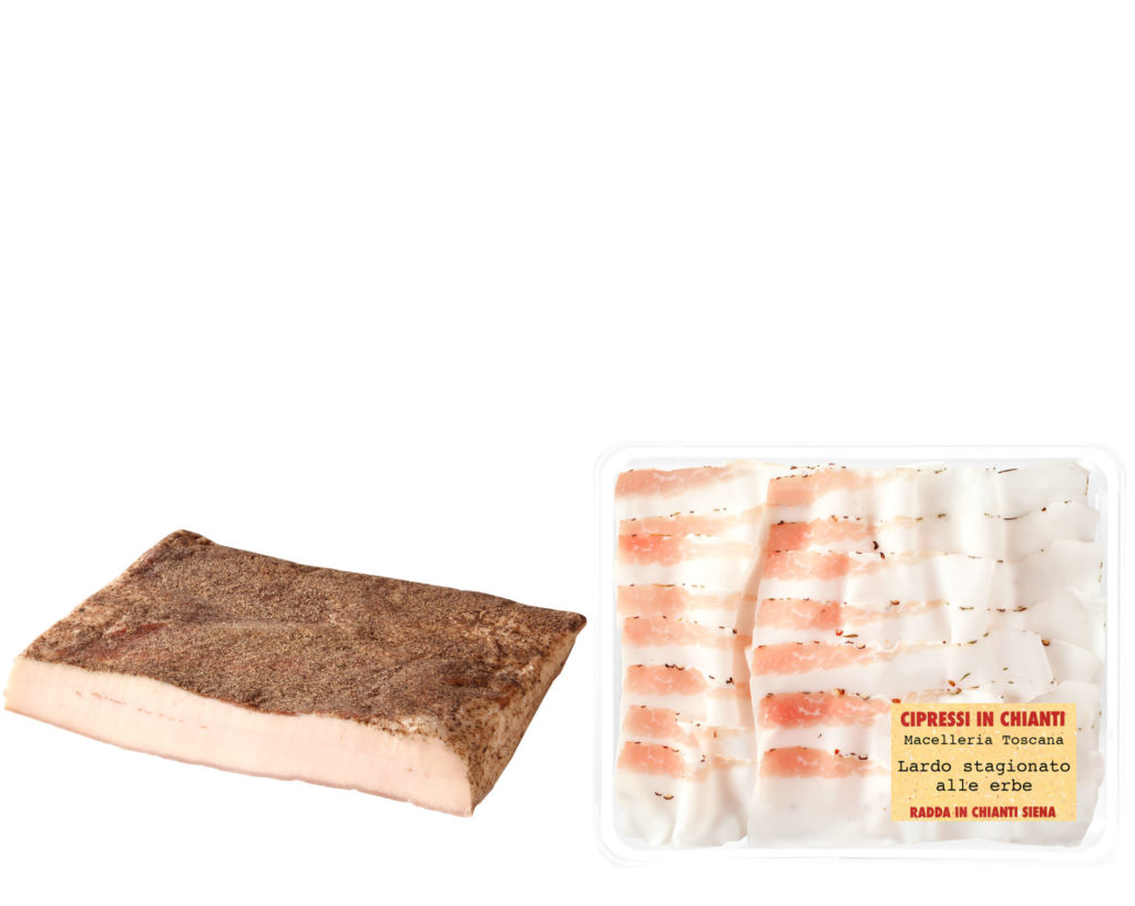 Artisanal production of seasoned lard with herbs
