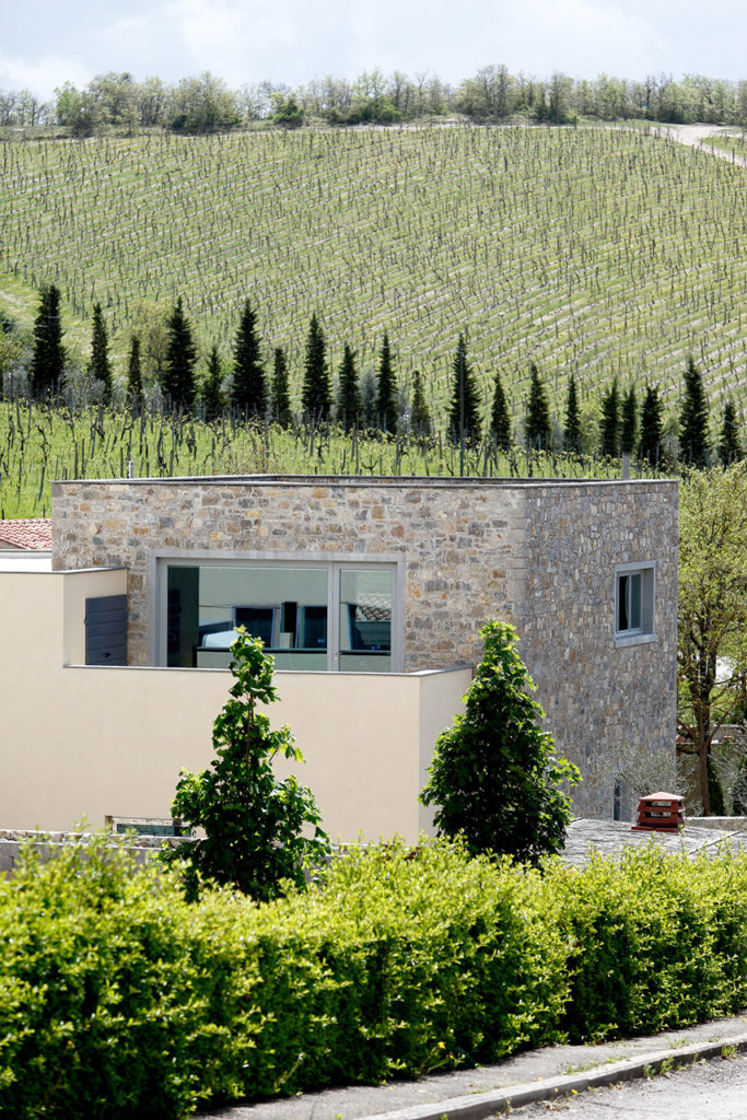 View of the Cipressi in Chianti headquarters with the typical Tuscan cypresses