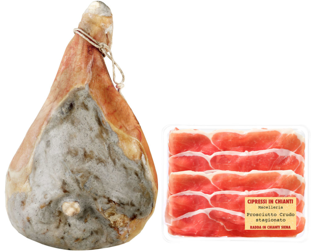 Our cured Prosciutto comes only from the legs of Italian pigs expertly worked with salt, pepper, garlic and seasoned slowly