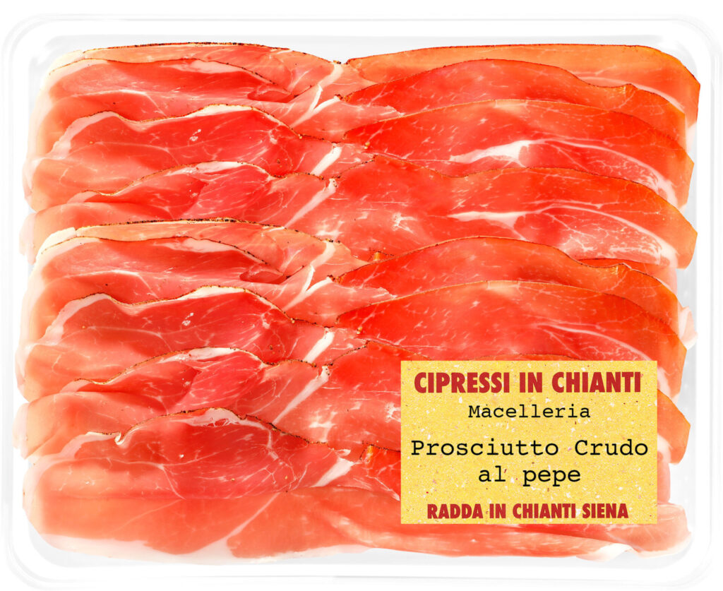 Sliced Italian prosciutto with pepper