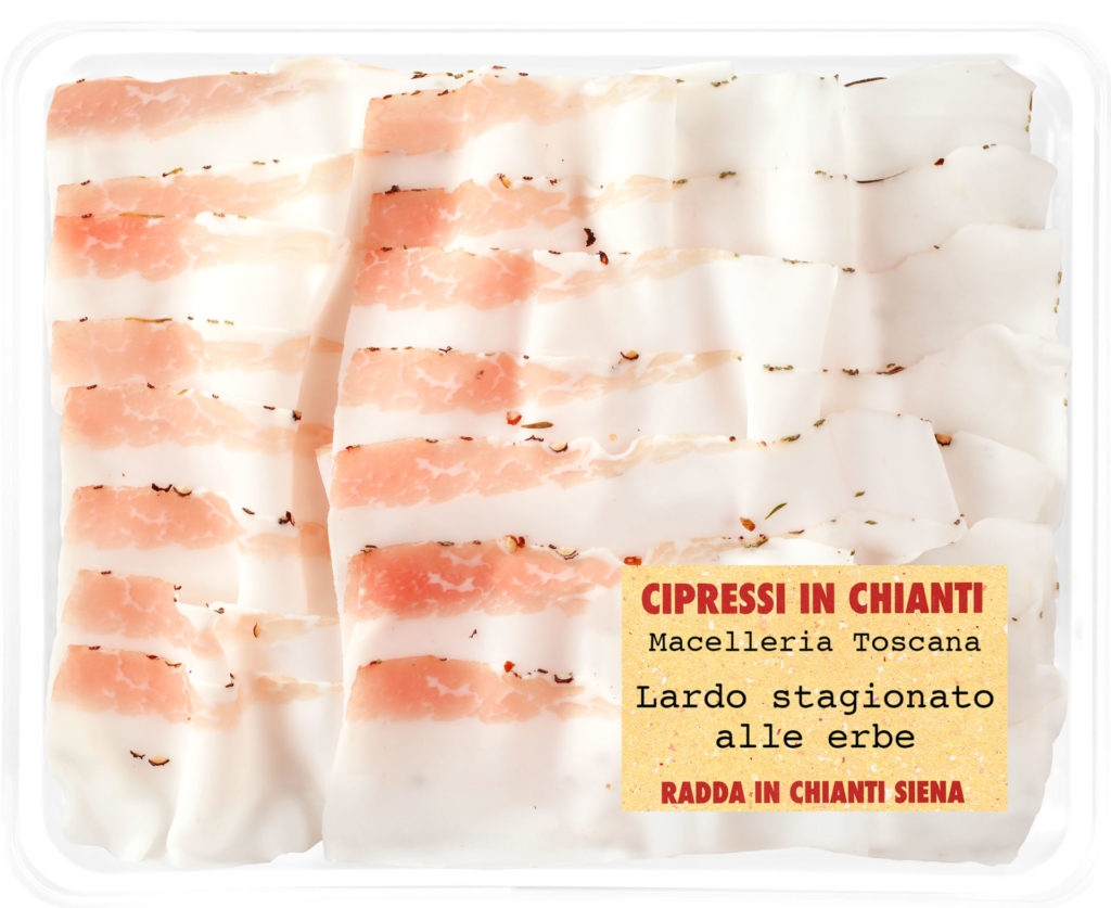 Lardo lavorato artigianalmente secondo la tradizione affettato e pronto da gustare