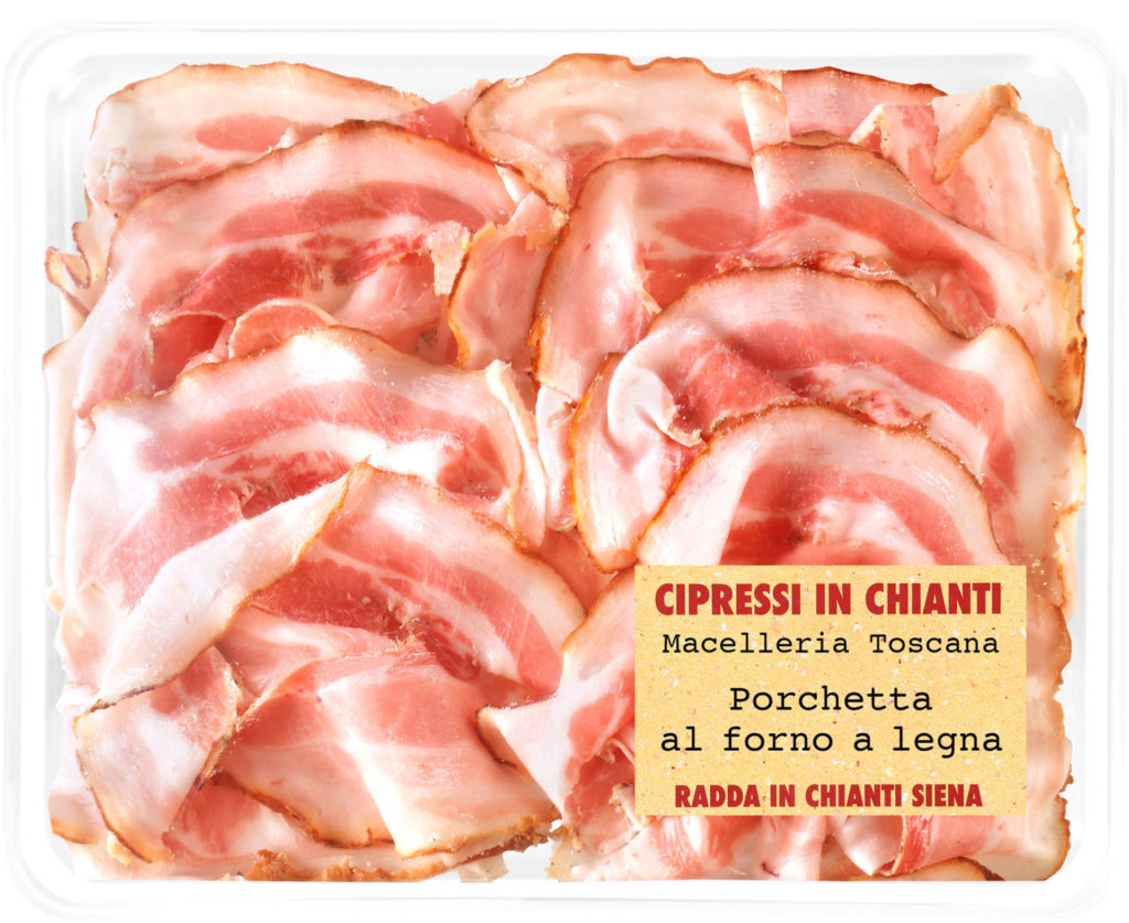 Porchetta arrosto affettata e pronta da gustare