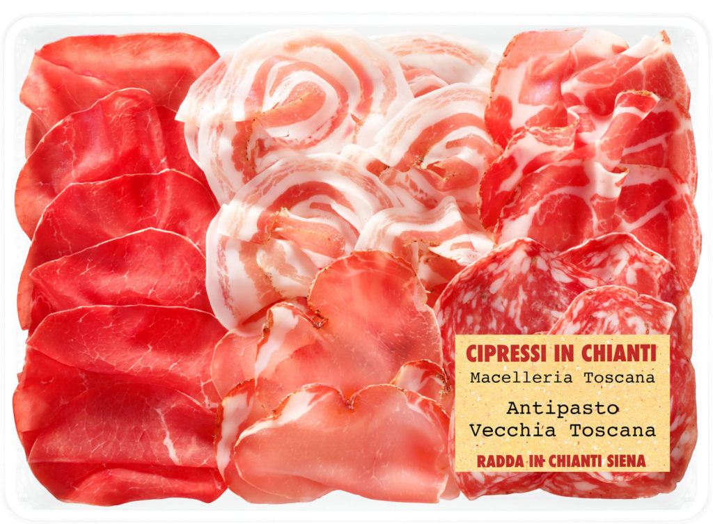 Salumi toscani pre-affettati con bresaola, finocchiona IGP, pancetta toscana, capocollo e salame chiantigiano